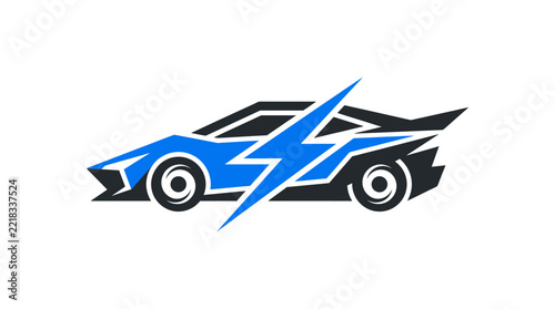 A stylized graphic illustration of a fast electric sports car
