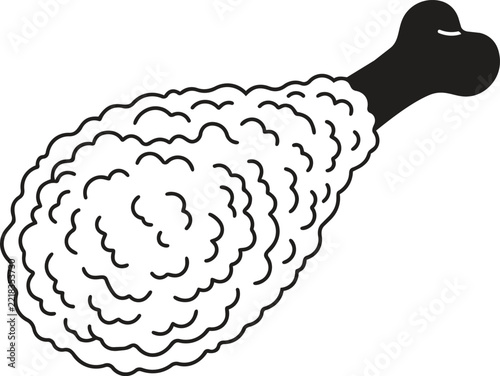 Breaded chicken drumstick vector icon with crispy texture outlines isolated on transparent background for culinary menu designs.