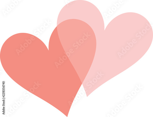 Two overlapping pink hearts symbol for valentines day celebration