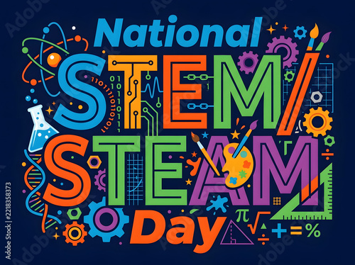 Colorful national stem day celebration vector illustration