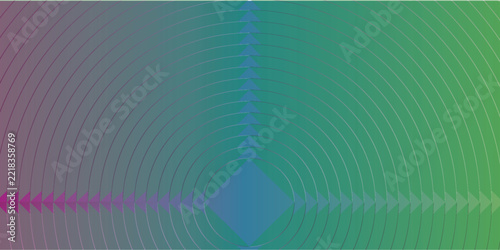 Abstract geometric background featuring concentric circles, diamond shapes, and a smooth colorful gradient in purple, teal, and green tones. Modern and dynamic design suitable for technology, 