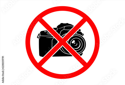 Obraz na plátně No photography allowed warning sign with camera icon no photography no photos ca