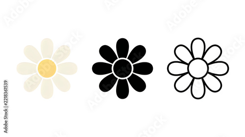 Simple sun and flower icons set