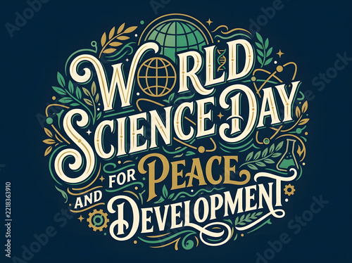 World science day for peace and development vintage poster style