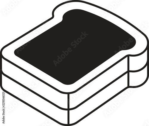 Stacked toasted bread slices with jam spread outline art for breakfast menu design and café food illustration icon vector set.
