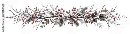 Winter Berry and Pine Branch Garland Border.
