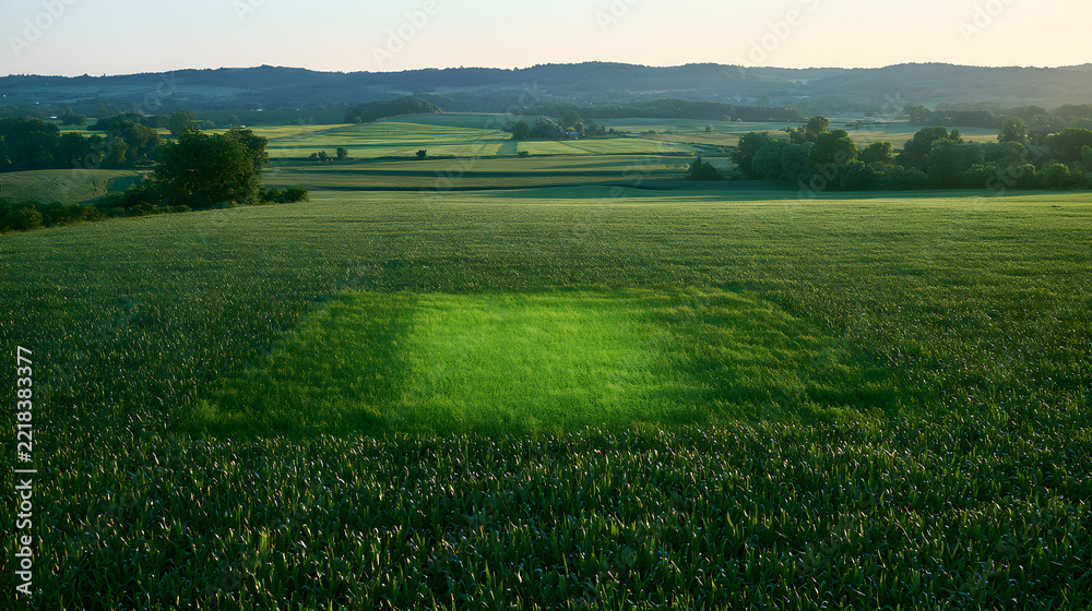 Obraz premium Soil Carbon Sequestration Research Plot Glowing Green In Farmland