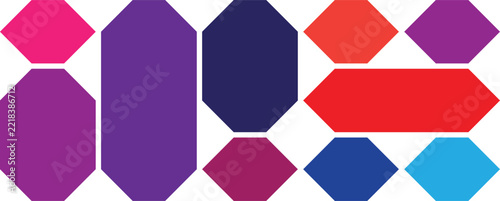 Colorful geometric hexagon shapes composition