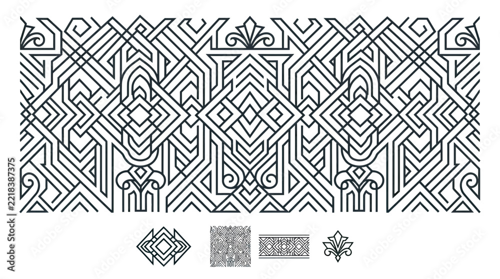 Fototapeta premium Geometric Art Deco Border Design Element