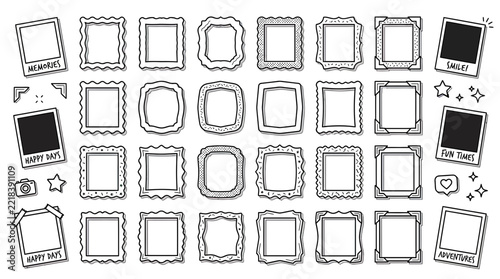 Hand-Drawn Photo Frames and Decorative Elements Collection