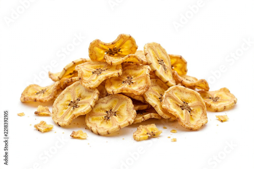 Small pile of crispy dried banana chips