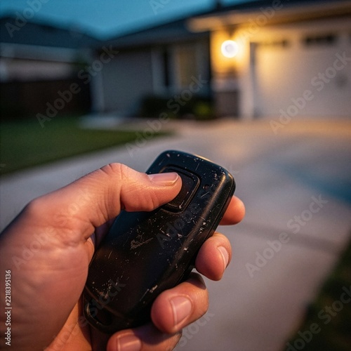 Hand inserting key into mailbox morning