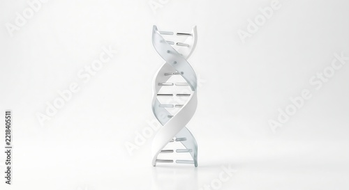 Abstract 3D Render of Double Helix DNA Strand Isolated on White