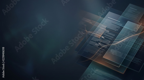 Futuristic document with data graph overlay on dark background