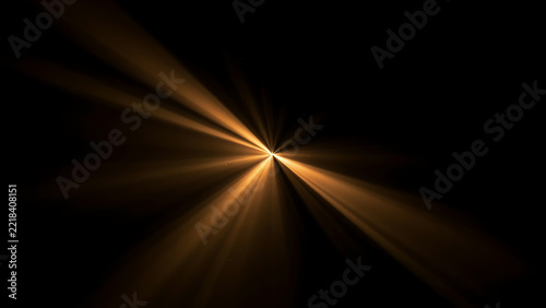 Golden light rays burst isolated transparent background effect