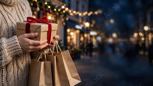 Brightly decorated stalls showcase gifts as visitors joyfully partake in holiday traditions at a Christmas market