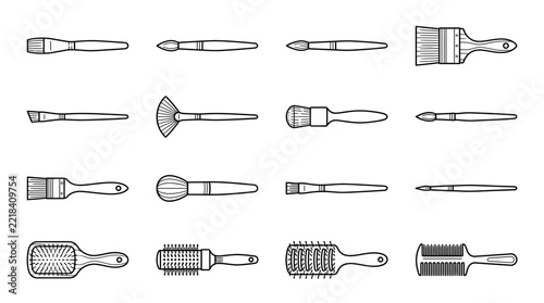 Collection of Art Brushes and Hair Brushes