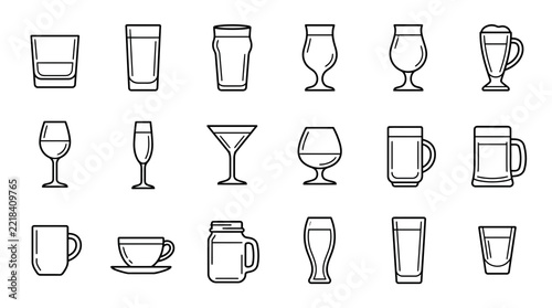 Collection of Various Drinkware Icons