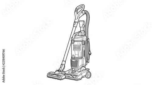 Upright Vacuum Cleaner Line Art Isolated