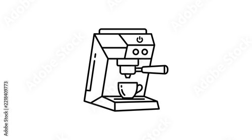 Espresso machine icon, line art, isolated on white