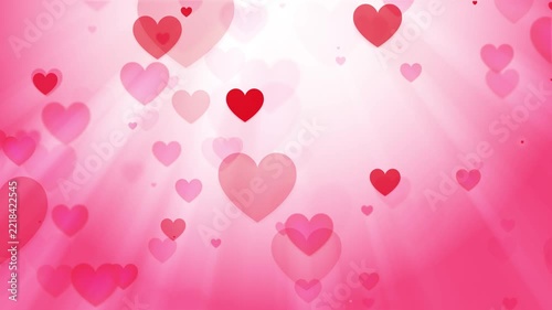Soft Pink and Red Floating Hearts on Glowing Romantic Background