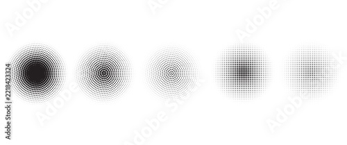 Set of black halftone dots backgrounds. vector