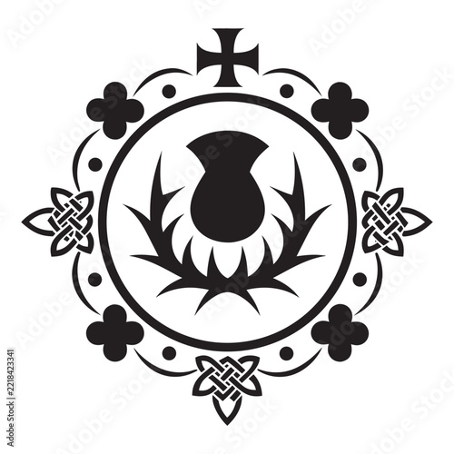 St Andrew's Day Scottish Thistle Festival Emblem Silhouette Vector
