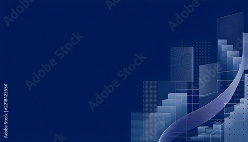 Abstract Financial Growth Chart with Rising Curved Arrow and Blue Technology Background