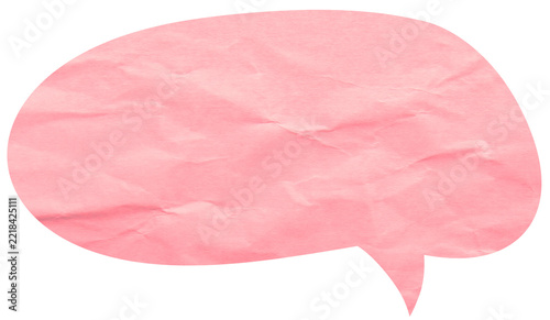 Rounded pink crumpled paper speech bubble with copy space