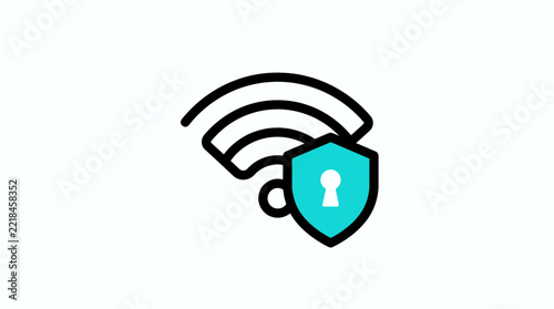 Secure Wi-Fi Network Icon, Internet Connection Security, Wireless Data Protection, Cyber Safety Graphic, Digital Privacy