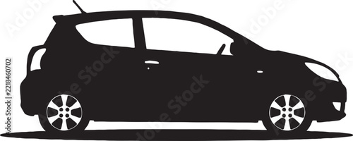 Black silhouette of a compact car