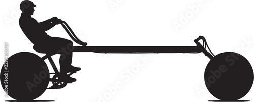 Silhouette of a person riding a long bicycle