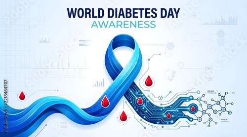 Modern Vector Infographic Template for World Diabetes Day Education Campaign and Science Concept