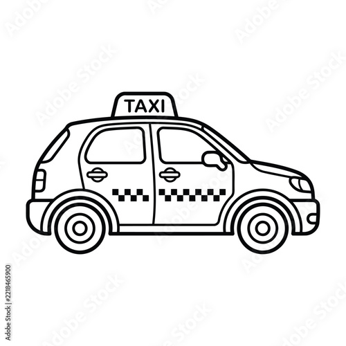 Simple linear illustration of a taxi cab isolated on white background