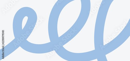 Abstract horizontal light fashionable modern minimal pattern with large looped blue lines on a white background; pastel colors; simple hand-drawn vector illustration in flat style