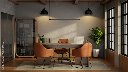 Luxury Executive Office Room Interior Contemporary Workspace Desk