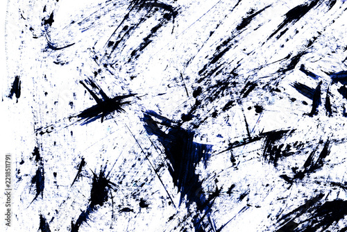 Wide, textured background featuring a rough paper surface smeared with paint. Gritty background. Abstract grunge texture with numerous chaotic brushstrokes.