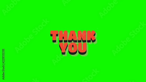 Retro 3D Thank You Animated Text on Green Screen Background, Vibrant Orange Motion Graphics for Video Outros and Social Media Content