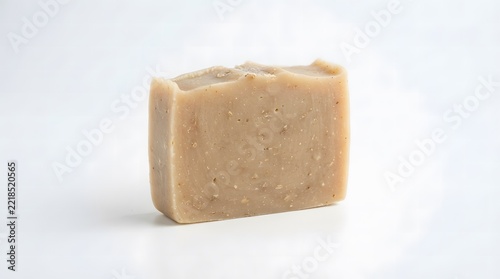 Single bar of natural organic oatmeal soap isolated on a clean white