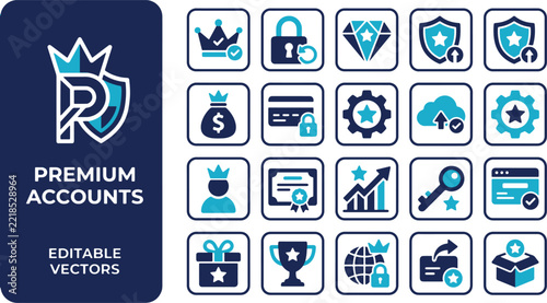 Premium Accounts Icon Set Editable Vector Graphics for Business and Lifestyle