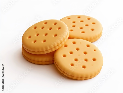 Golden Round Crackers Stack Isolated on White