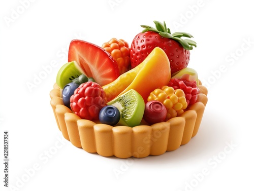 Fruit Tart with Kiwi, Strawberries and Raspberries