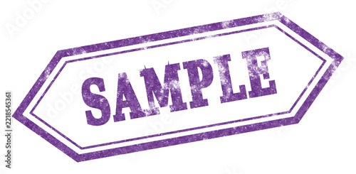 Obraz na plátně Purple SAMPLE hexagon grunge rubber stamp isolated on transparent background