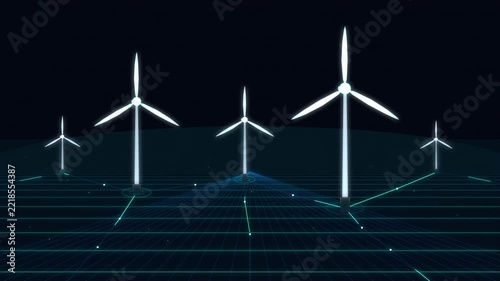wind turbine energy grid futuristic digital tech loop