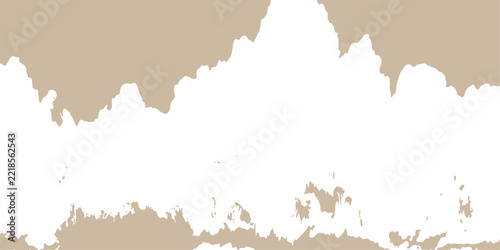 Abstract beige ink wash shape with irregular edges on transparent background