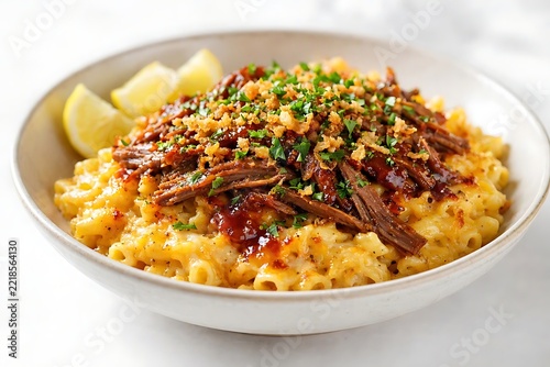 SLOW-COOKED BBQ BEEF MAC and CHEESE