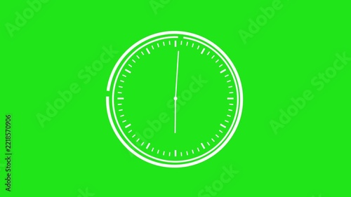 clock on 12 hour clock 4k video Animation. green screen 