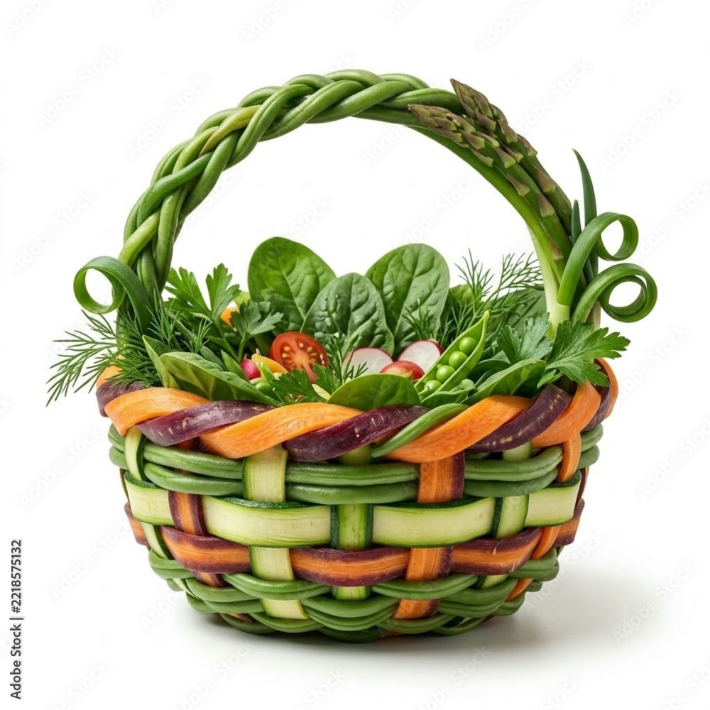 Fototapeta premium Vegetable Basket Made With Leaf 