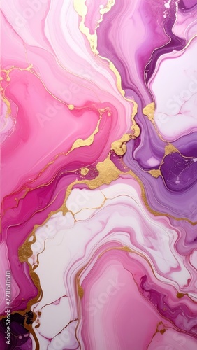 Abstract Pink and Gold Marble Texture with Fluid Swirls and Elegant Patterns for Modern Artistic Backgrounds