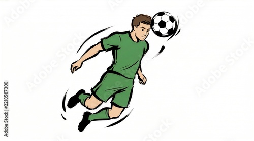 Sketch illustration of a man heading a soccer ball in the air